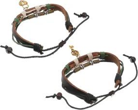 1 Pair Couple Wrist Chains Adjustable Braided Rope Bracelets Unique Hand Straps for Daily Use Travel Parties present for Friends