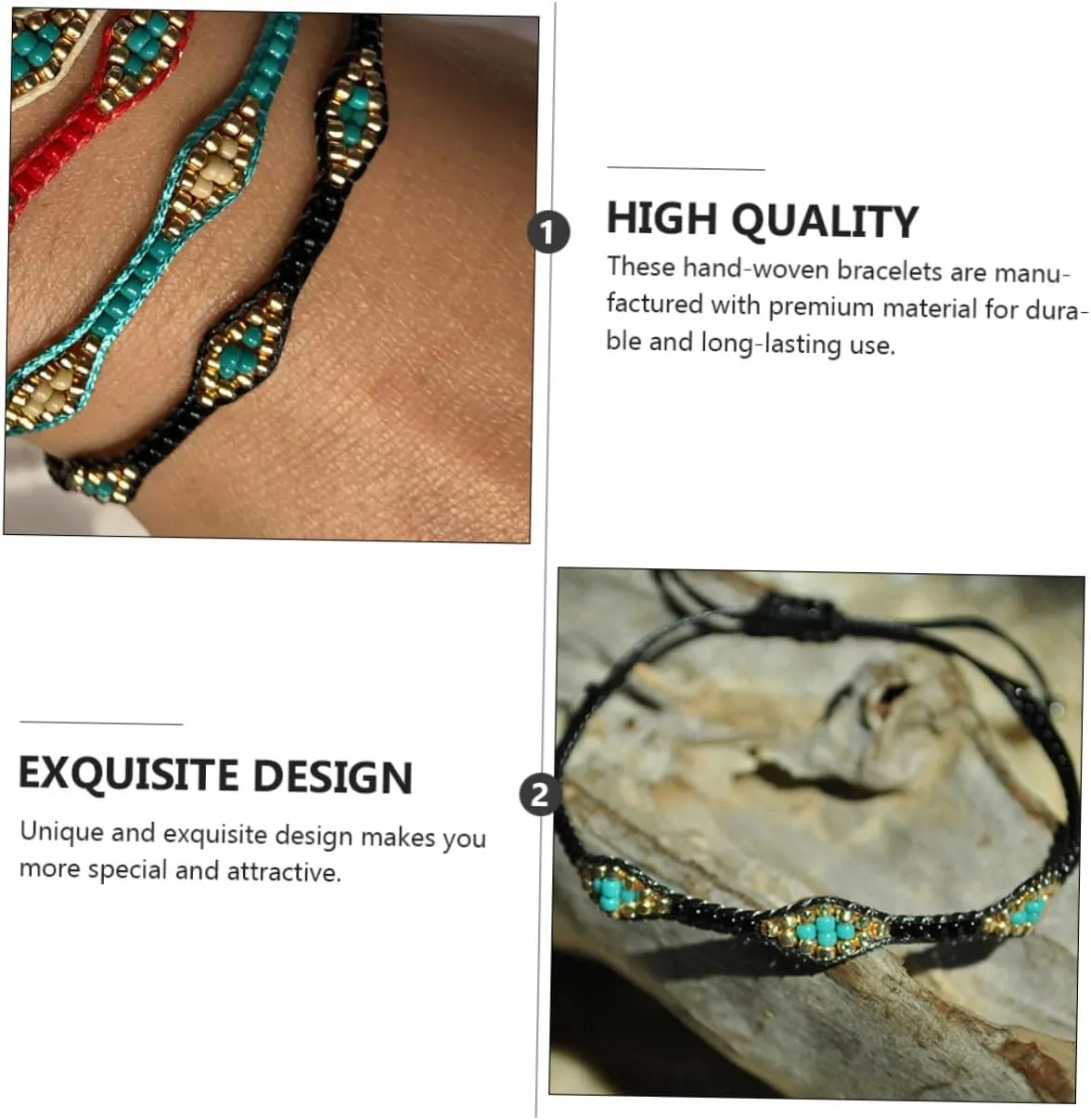 1 PC Colorful Bead Bracelet Stackable Bracelet Colorful Chain Braided Rope Bracelet Bohemian Hand