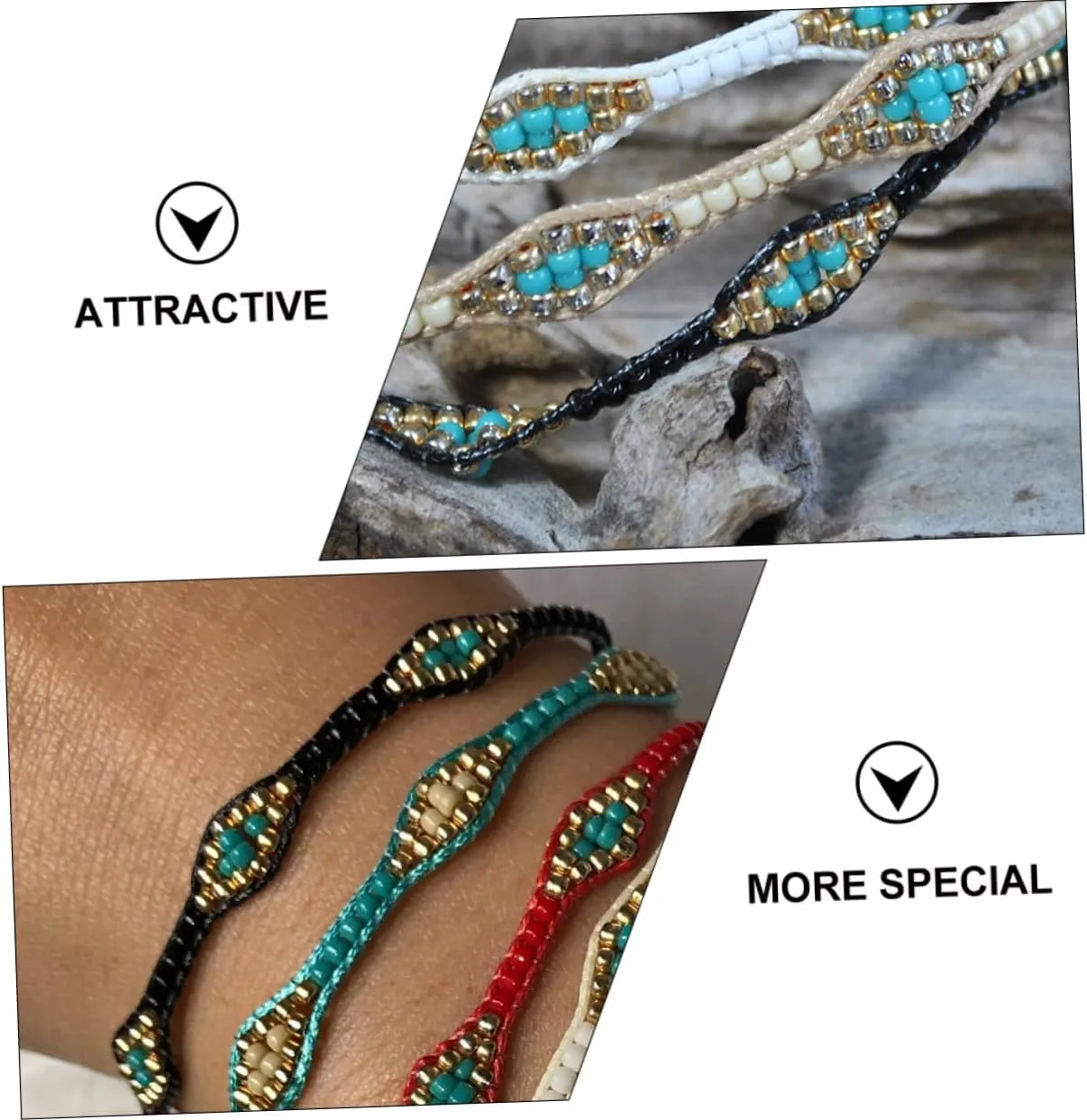 1 PC Colorful Bead Bracelet Stackable Bracelet Colorful Chain Braided Rope Bracelet Bohemian Hand