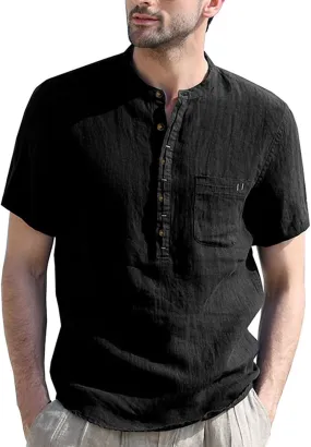 100 Percent Cotton Linen Shirts for Men Long Sleeve Long Sleeve Button Down Shirt Men Lightweight Relaxed Fit