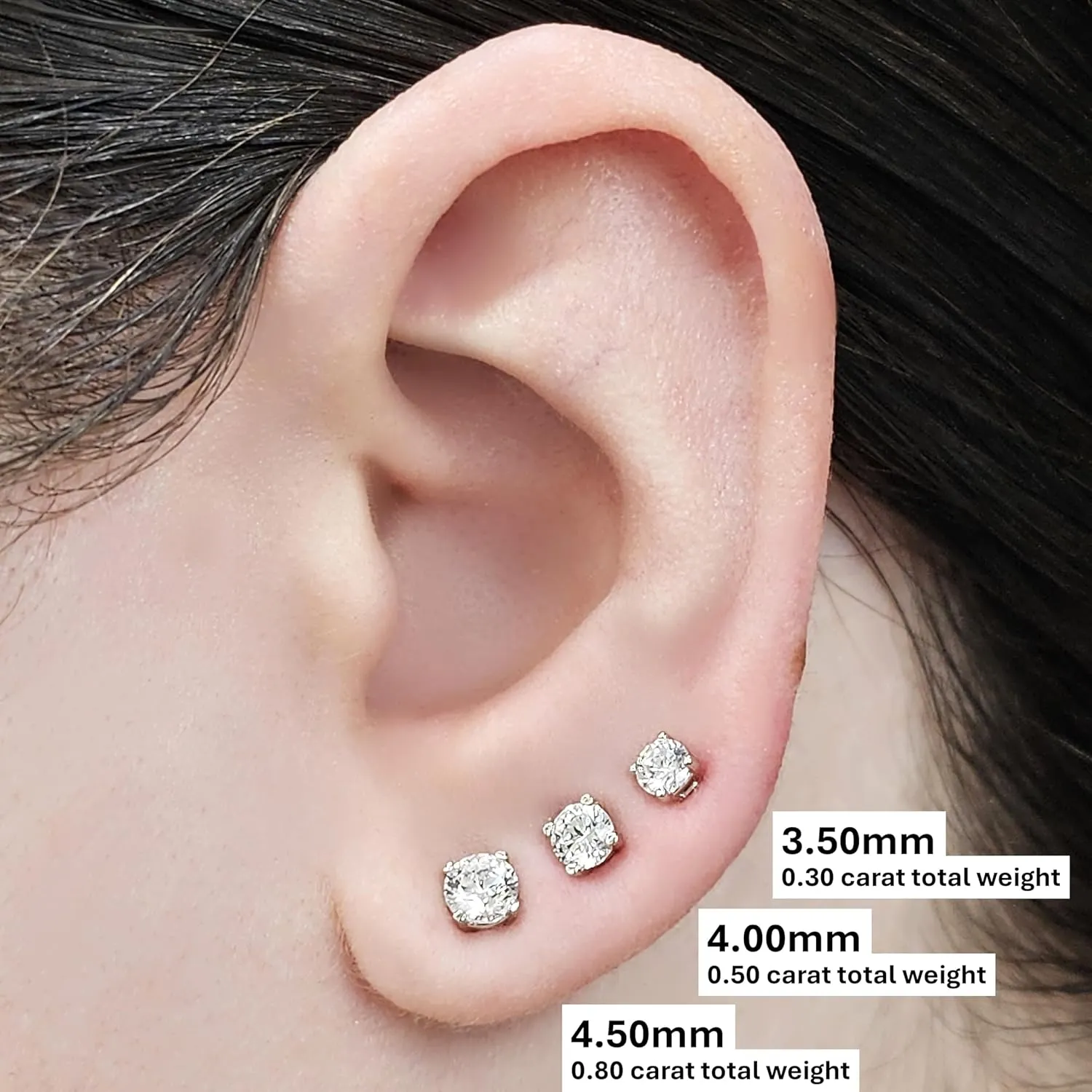 14K Solid Gold Post & Silver Simulated Diamond Stud Earrings-cubic zirconia earrings studs .30ct to 8.00ct