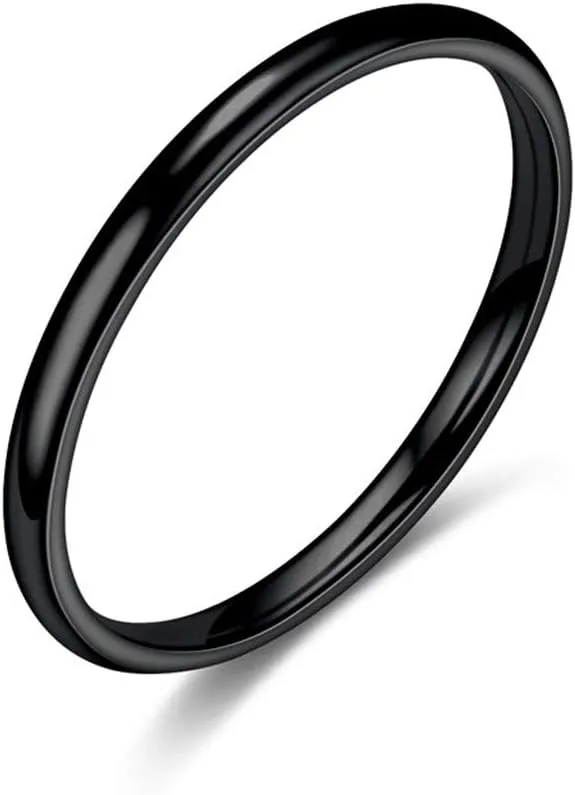 1mm Stainless Steel Women Rings Thin Plain Band Stacking Midi Ring for Women Thumb Pinky Midi Rings Comfort Fit