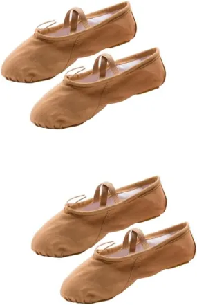 2 Pairs Princess Ballet Shoes Girls Ballet Flats Yoga Shoes Shoes Ballet Practice Shoes Flats Canvas Dance Shoes Barre Ballet Shoes Elastic Belly Dancing Shoes