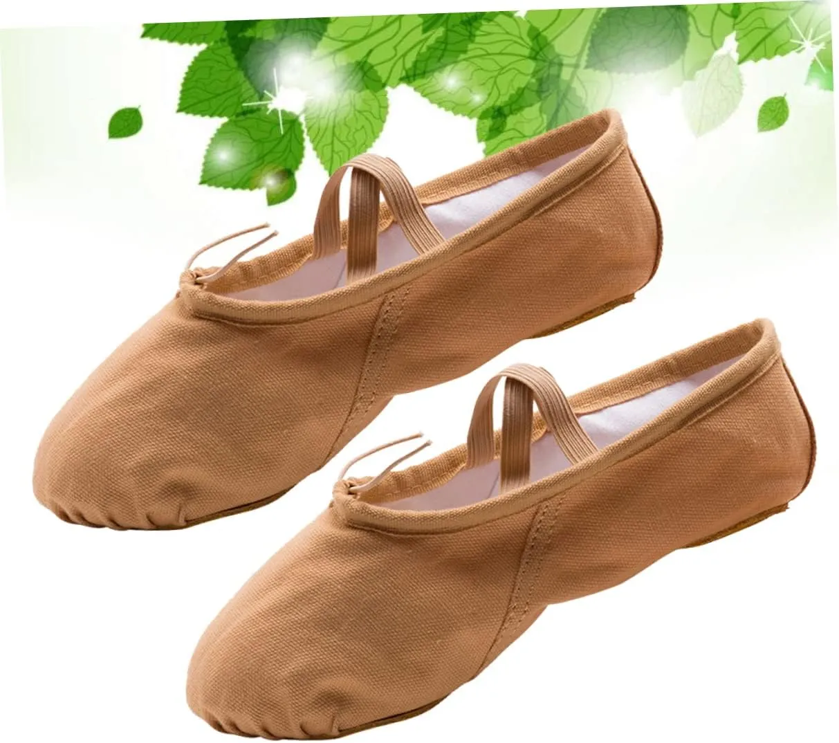 2 Pairs Princess Ballet Shoes Girls Ballet Flats Yoga Shoes Shoes Ballet Practice Shoes Flats Canvas Dance Shoes Barre Ballet Shoes Elastic Belly Dancing Shoes