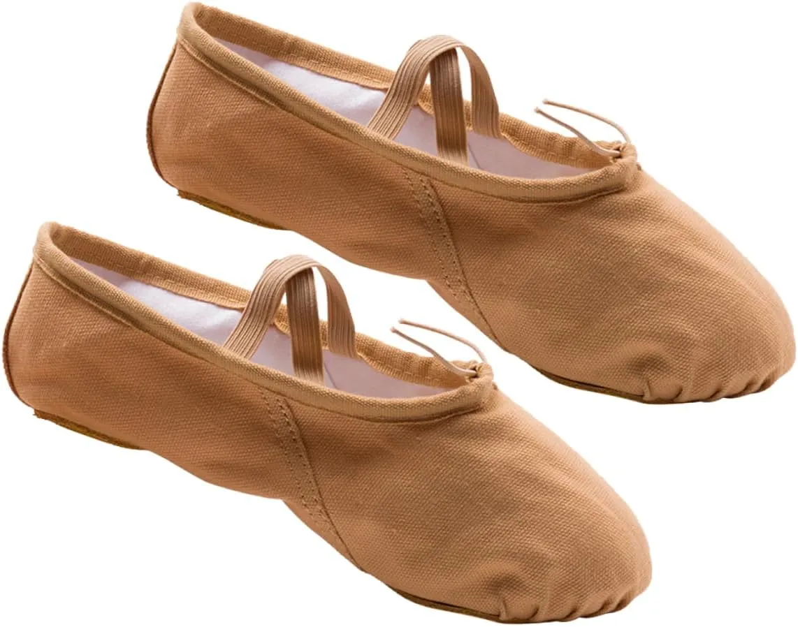 2 Pairs Princess Ballet Shoes Girls Ballet Flats Yoga Shoes Shoes Ballet Practice Shoes Flats Canvas Dance Shoes Barre Ballet Shoes Elastic Belly Dancing Shoes