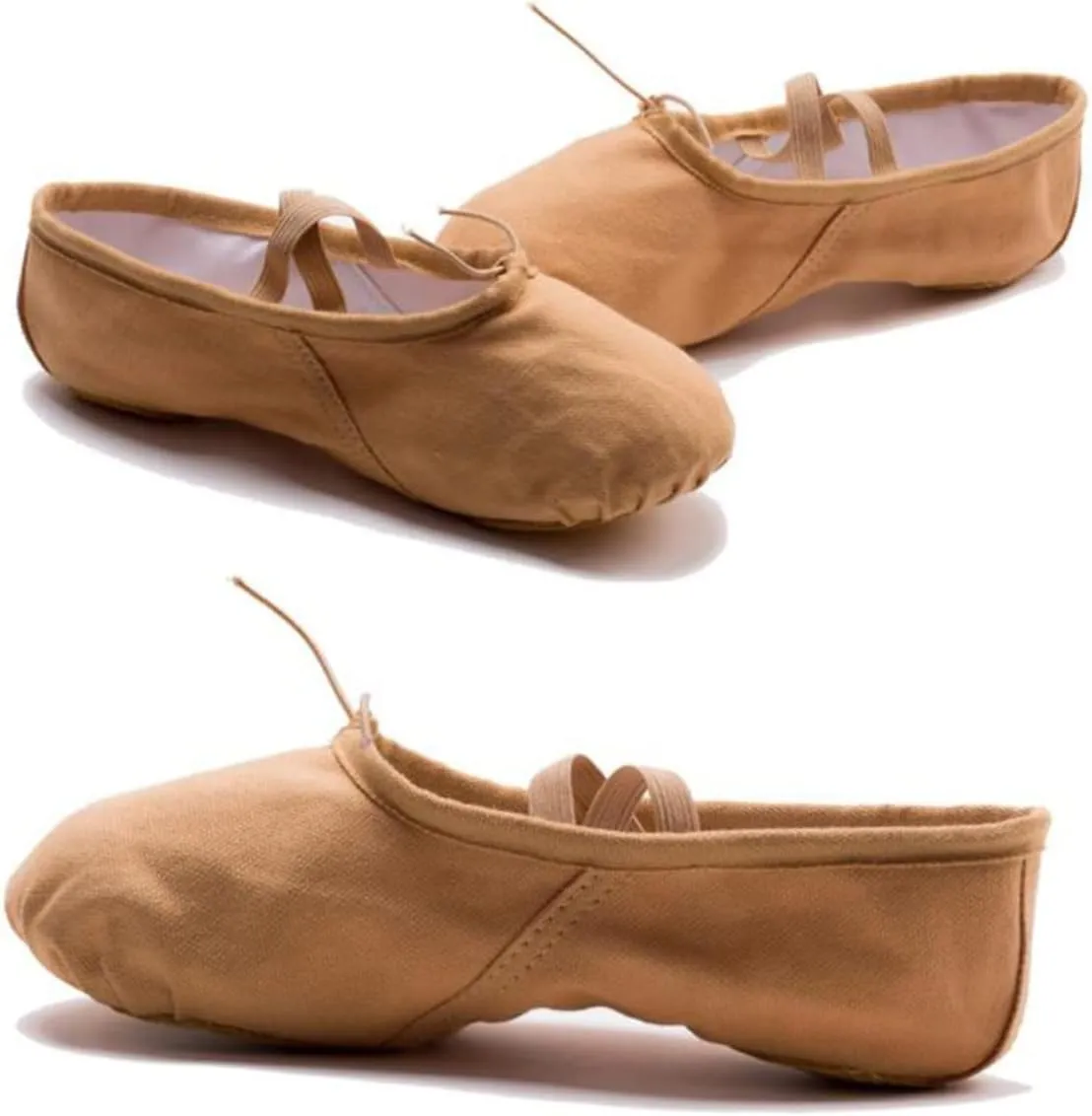 2 Pairs Princess Ballet Shoes Girls Ballet Flats Yoga Shoes Shoes Ballet Practice Shoes Flats Canvas Dance Shoes Barre Ballet Shoes Elastic Belly Dancing Shoes