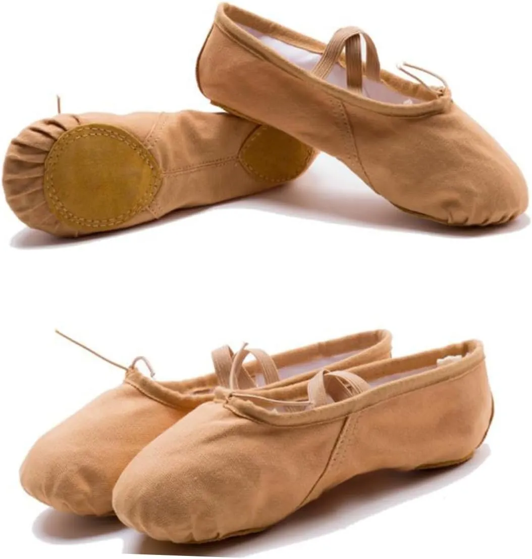 2 Pairs Princess Ballet Shoes Girls Ballet Flats Yoga Shoes Shoes Ballet Practice Shoes Flats Canvas Dance Shoes Barre Ballet Shoes Elastic Belly Dancing Shoes