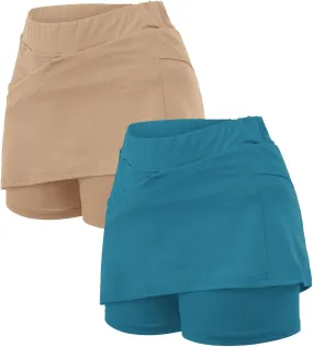 2PC Skorts for Women with Pockets High Waist Tummy Control Skirt Sports Lightweight Fashion Soft Yoga Mini Oufits
