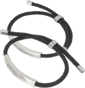 2pcs Chic Woven Rope Bracelet Motivational Quotes Black Rope Hand Chain Adult Wristband Jewelry