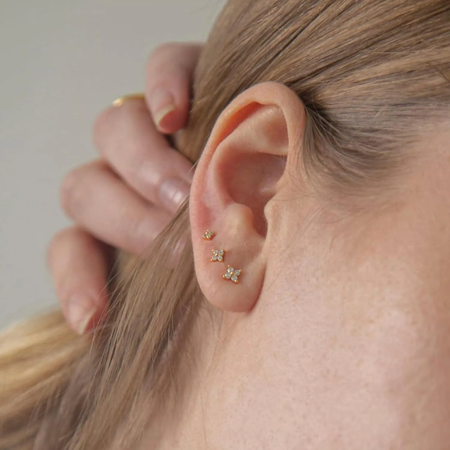 3 Pairs Gold Earring Sets for Multiple Piercings Hypoallergenic Small Diamond Stud Earrings Gold Heart Cartilage Earrings Silver Stack Piercing Earrings Studs