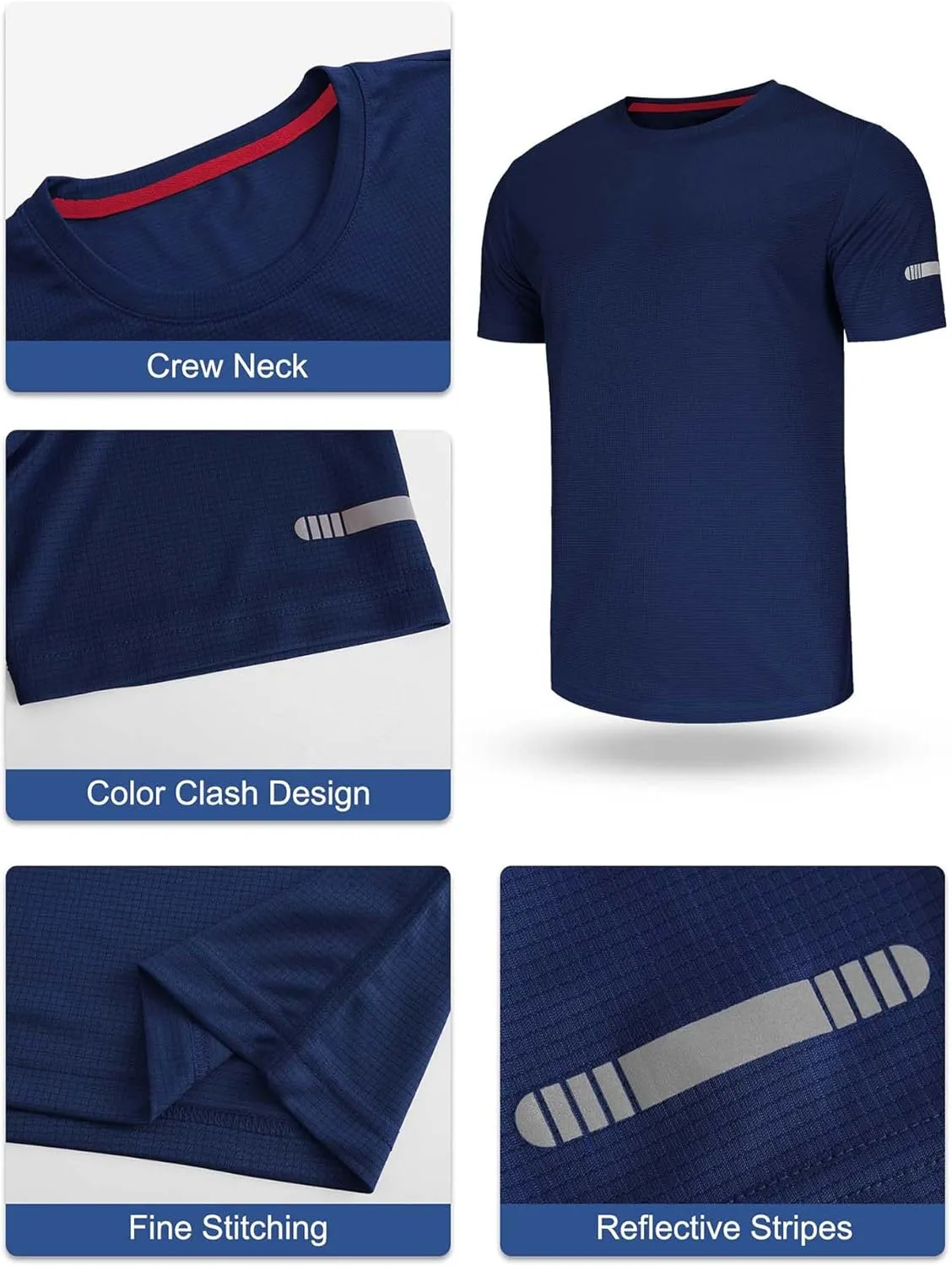3/5 Pack Men's T Shirts Gym T Shirts for Men Running Shirts Dry Fit Workout Shirts Training Shirts Exercise T Shirts