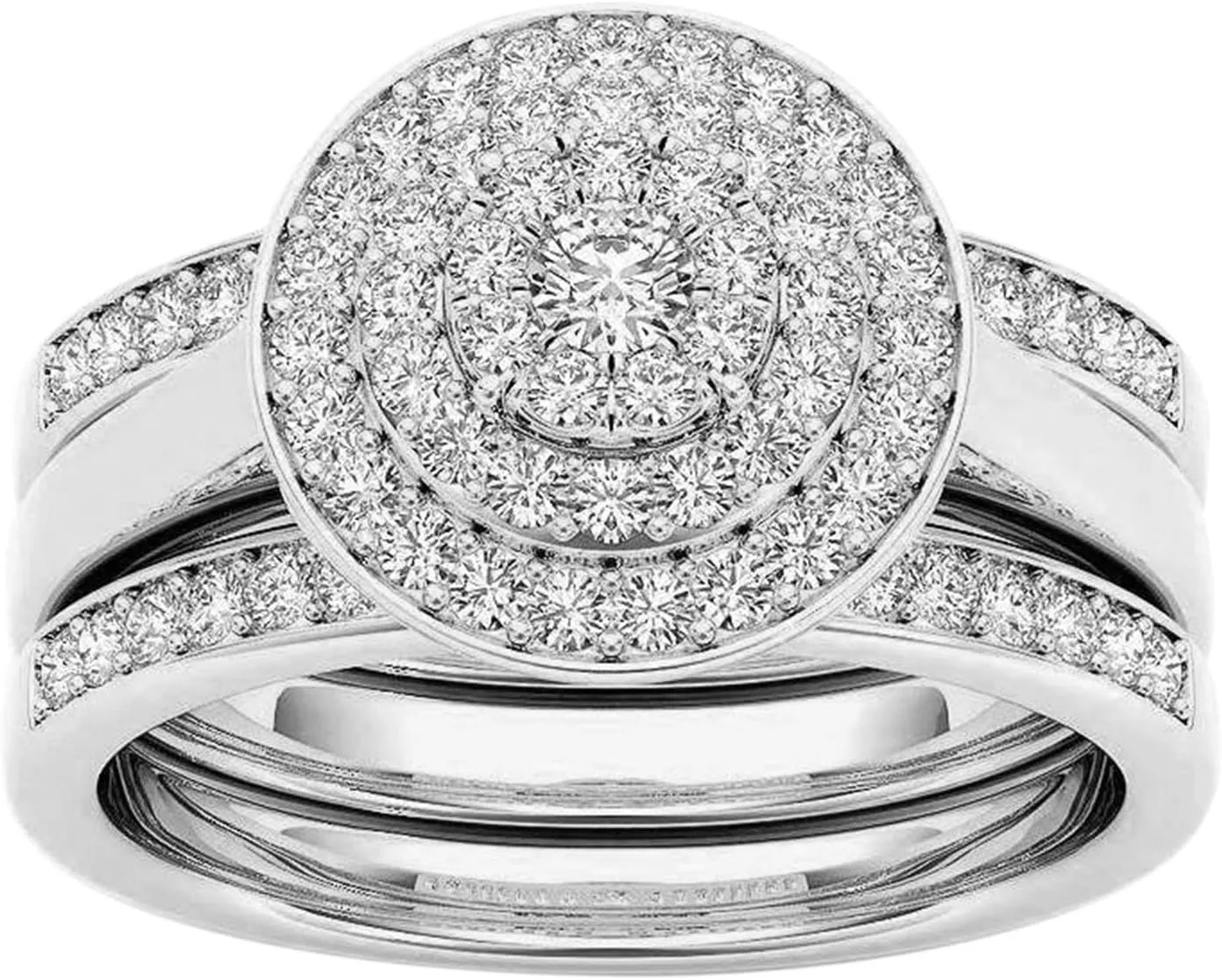 3Pcs Women Round Rings Set Inlaid Zircon Wedding Rings for Women Luxury Engagement Ring Jewelry Wedding Ring