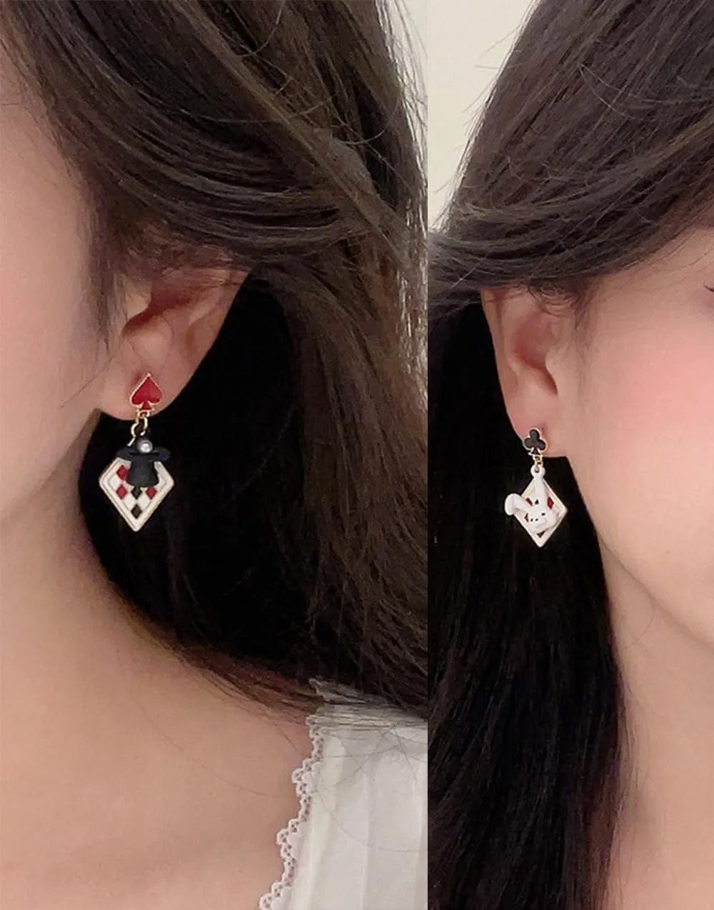 925 Silver Post Earrings For Women Personalized Stud Earrings Anime Asymmetrical Enamel Pendant Earrings