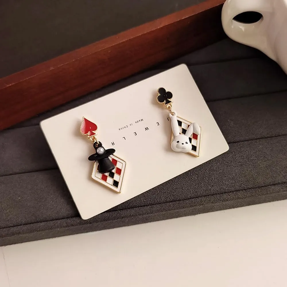 925 Silver Post Earrings For Women Personalized Stud Earrings Anime Asymmetrical Enamel Pendant Earrings