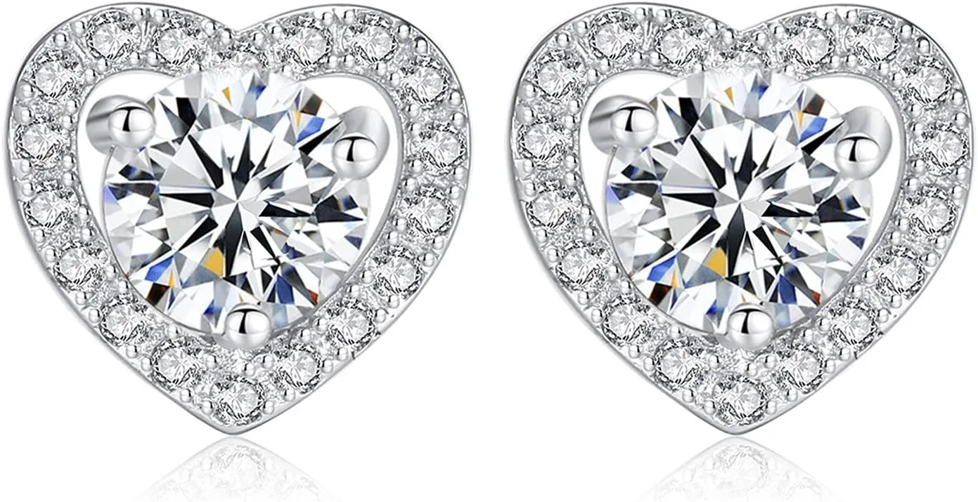 925 Sterling Silver Earrings for Women,Gold Plated CZ Stud Earrings Valentine's Day Mother's Day jewelry Gifts for Mom Wife