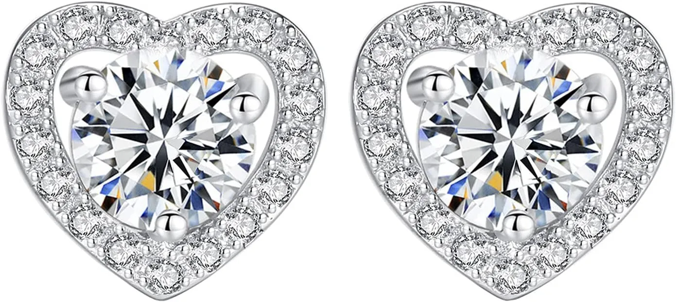 925 Sterling Silver Earrings for Women,Gold Plated CZ Stud Earrings Valentine's Day Mother's Day jewelry Gifts for Mom Wife