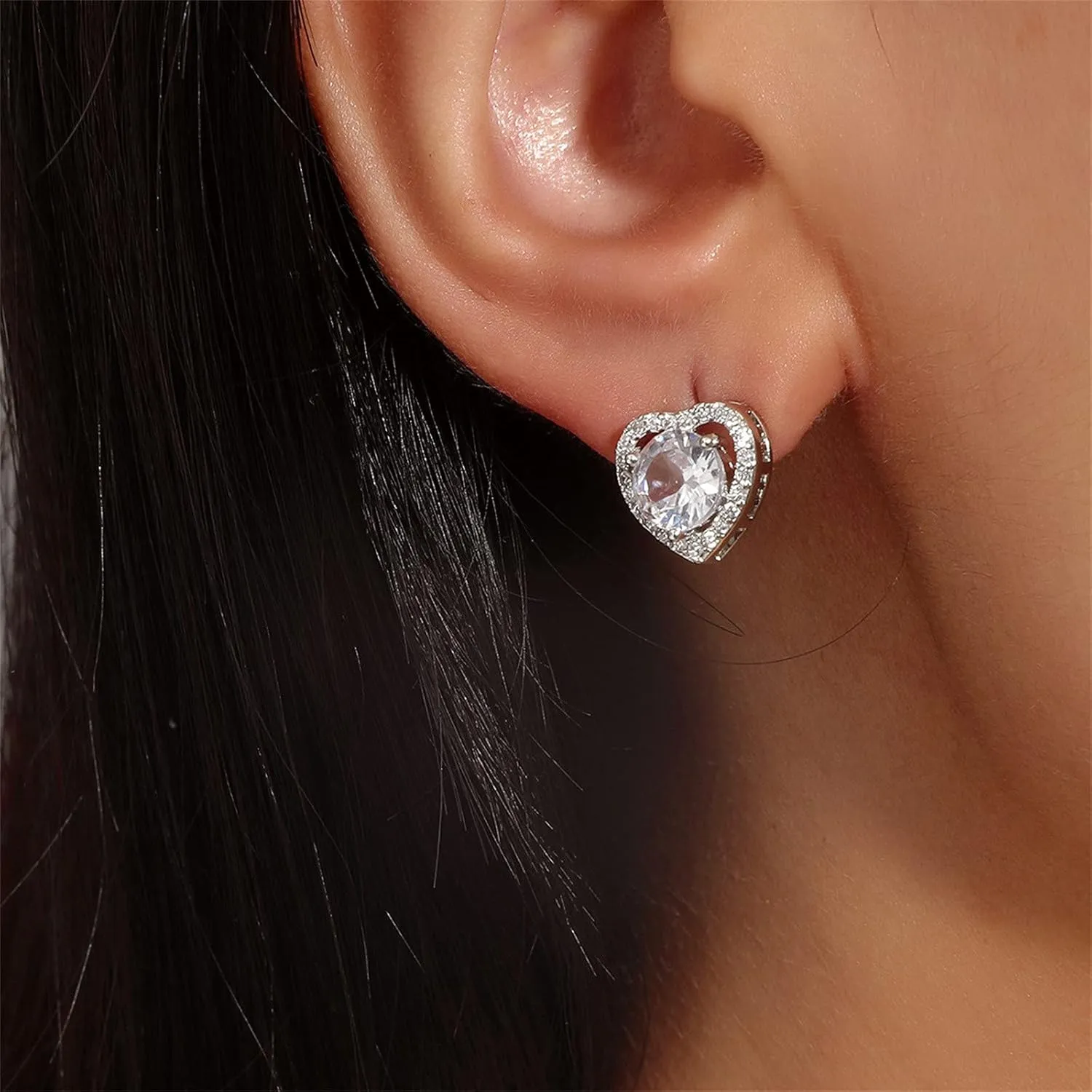 925 Sterling Silver Earrings for Women,Gold Plated CZ Stud Earrings Valentine's Day Mother's Day jewelry Gifts for Mom Wife