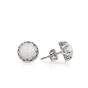 925 Sterling Silver Moonstone Studs Earrings for Women - Sterling Silver Earrings Studs - June Birthstone Earrings - Moonstone Earrings for Women - Minimalist Earrings for Women