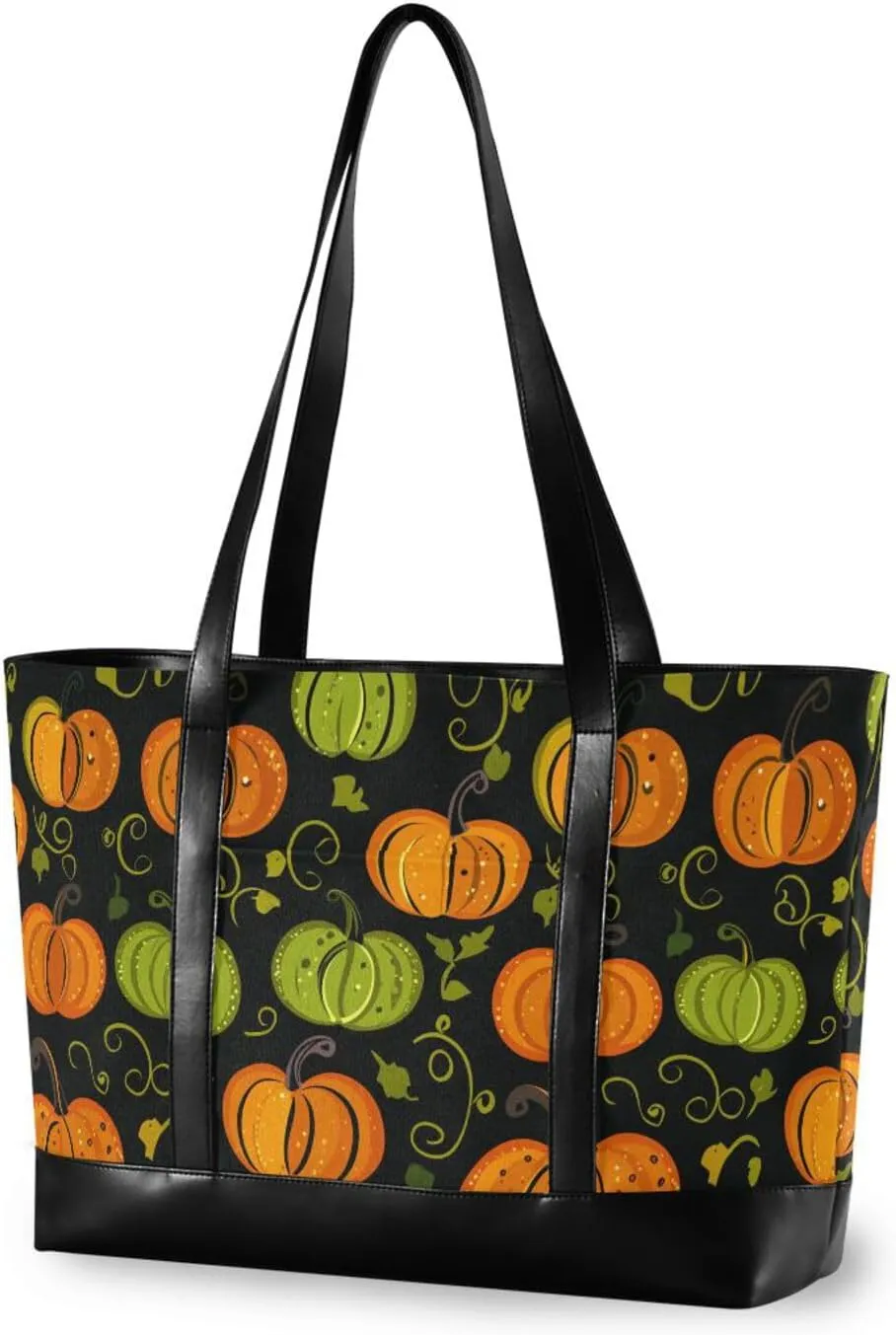 Abstract Pumpkin Patterns Orange and Green trendy womens tote bags for work with zipper for teacher with diaper bolsa para laptop