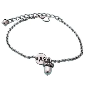 Acorn charm bracelet, acorn charm, adjustable bracelet, nature, personalized bracelet, initial bracelet, monogram