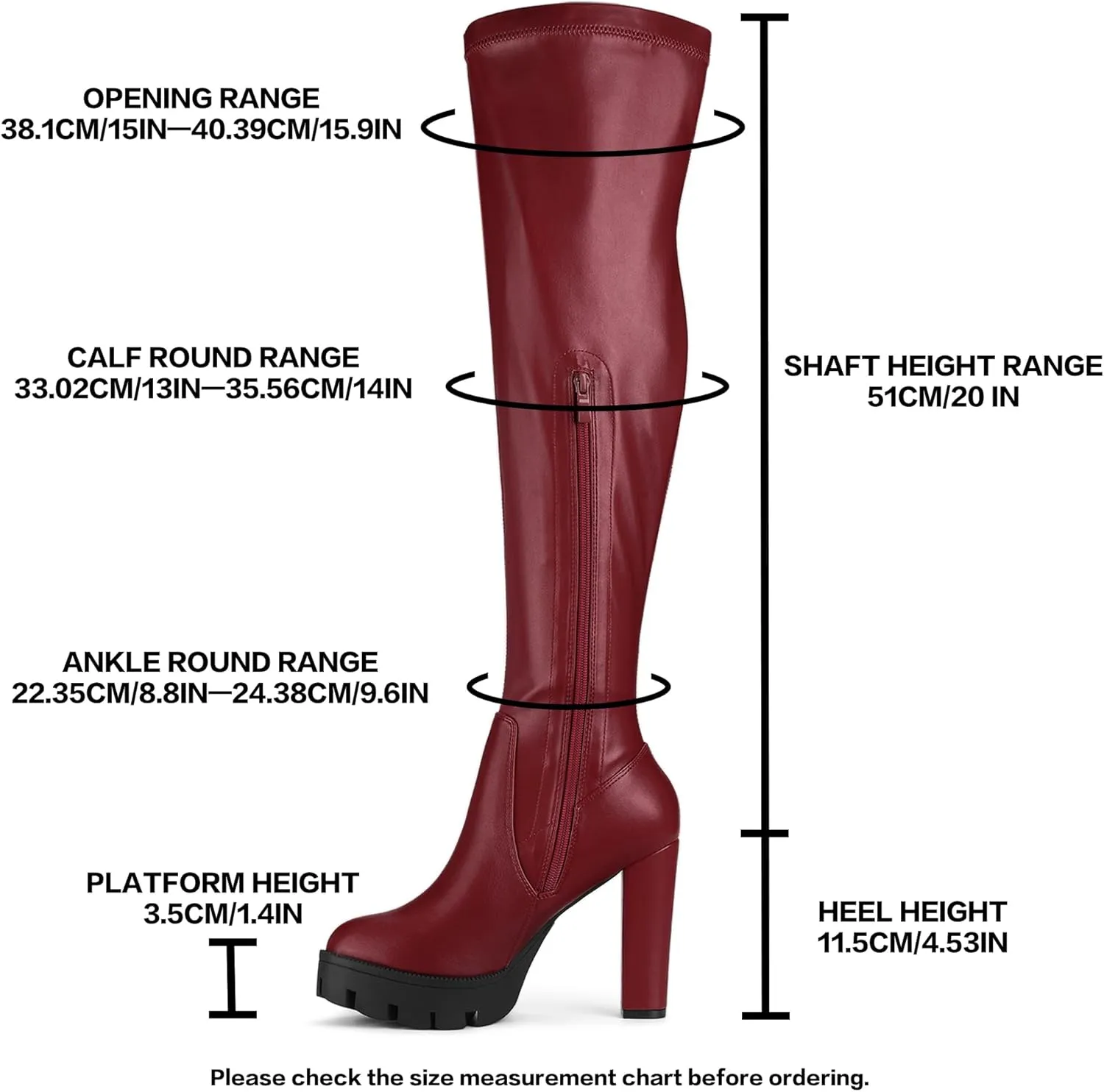Allegra K Women's Platform Boots Chunky Heel Over Knee High Boots