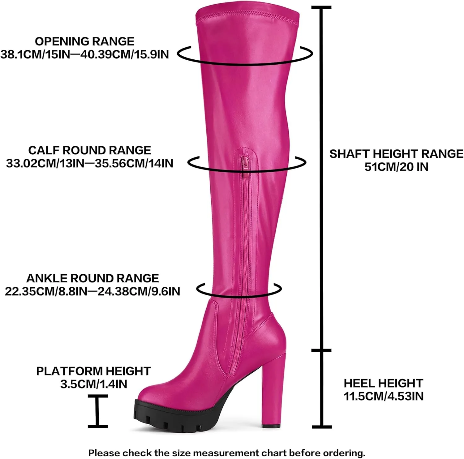 Allegra K Women's Platform Boots Chunky Heel Over Knee High Boots