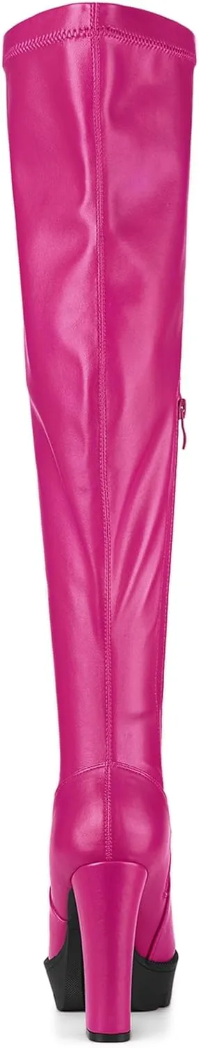 Allegra K Women's Platform Boots Chunky Heel Over Knee High Boots