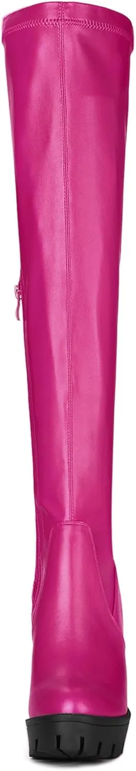 Allegra K Women's Platform Boots Chunky Heel Over Knee High Boots