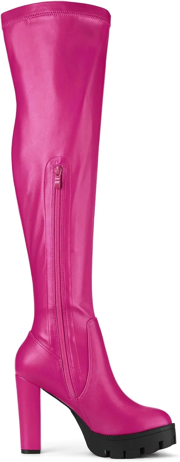 Allegra K Women's Platform Boots Chunky Heel Over Knee High Boots