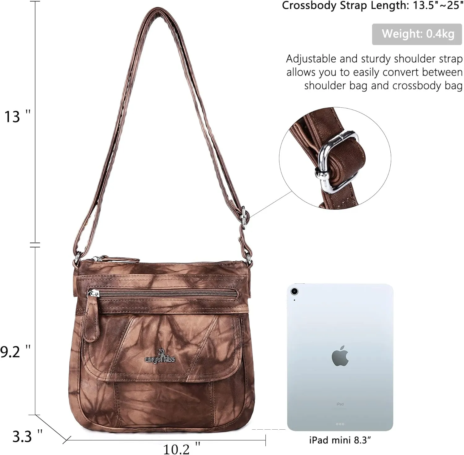 Angelkiss Small Womens Crossbody Bag Leather Shoulder Purse for Women Hobo Bag with Adjustable Shoulder Strap