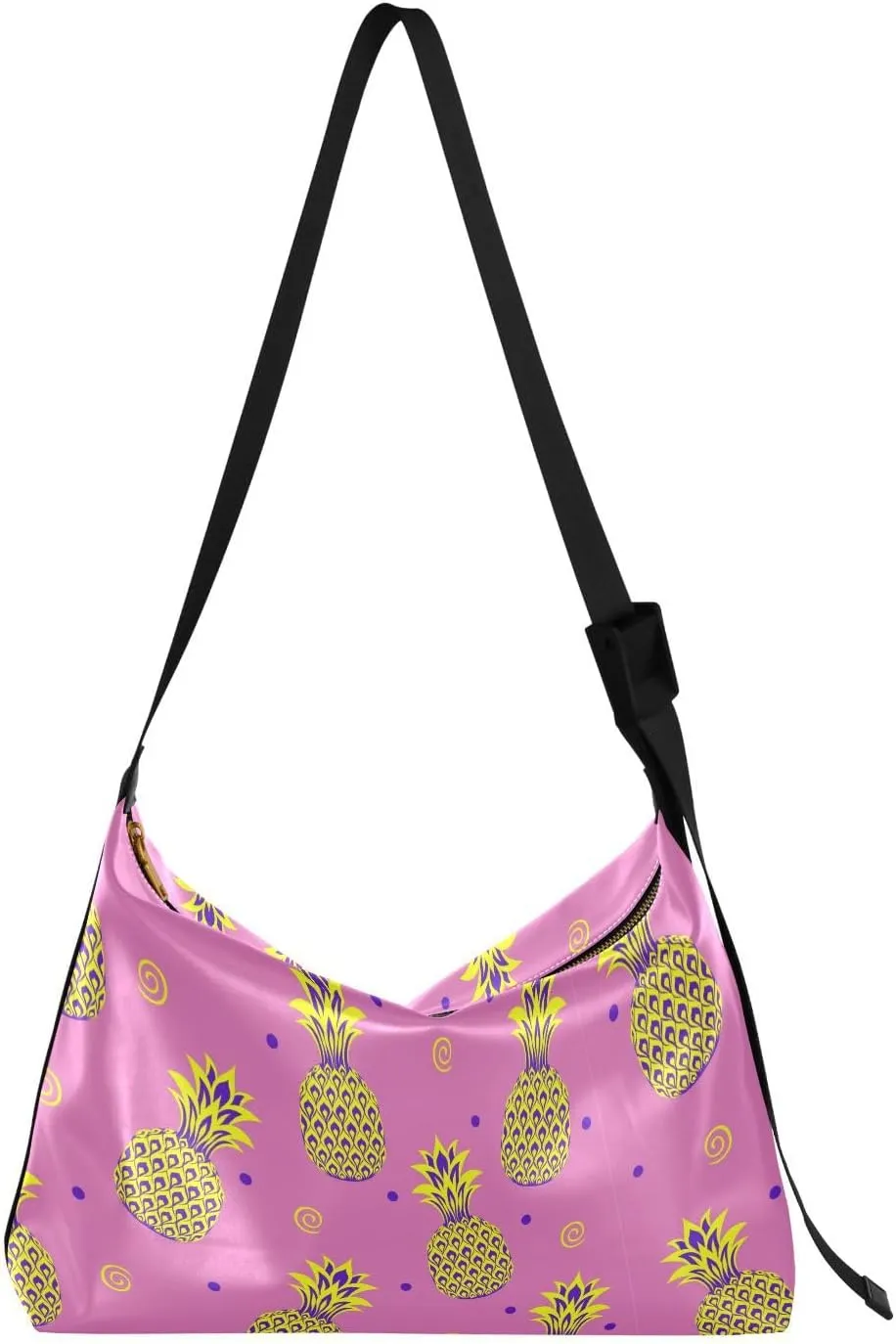 Art Creative Pineapple Hobo Crossbody Bags for Women Leather Large Shoulder Bag Cross Body Trendy Womens Tote Bags Handbag for Travel Shopping