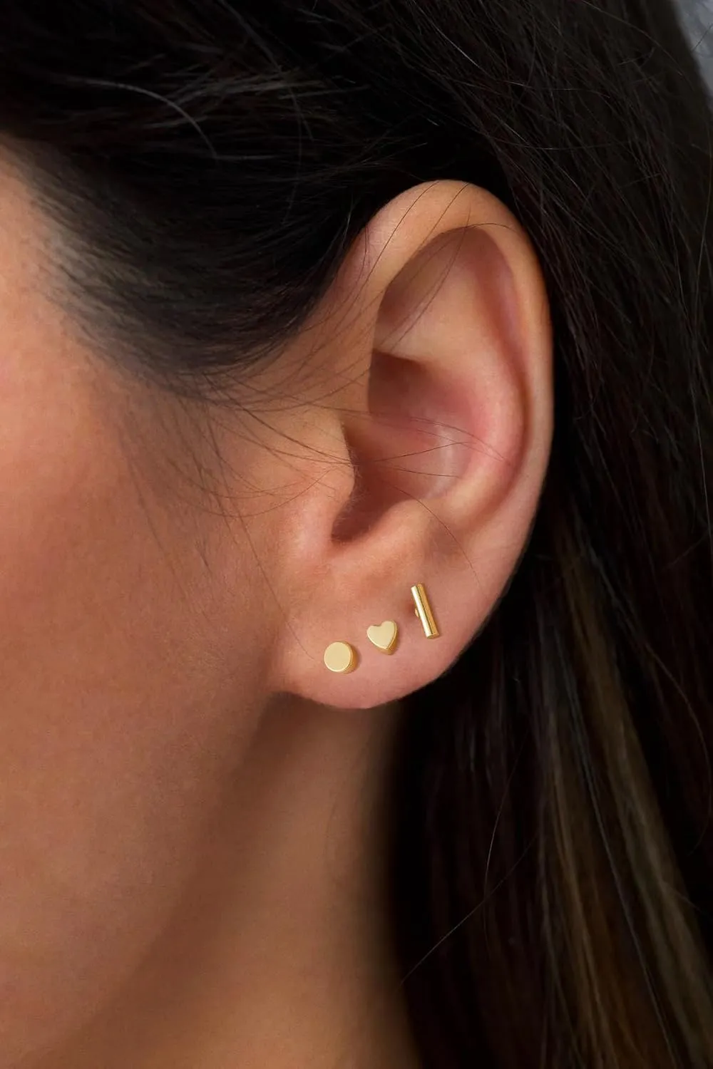 ASCOMY Gold Earrings for Women Dainty Stud Earrings 14K Gold/Silver Plated Heart Earring Cute Star Stud Earring Gold Minimalist Jewelry Gifts for Her