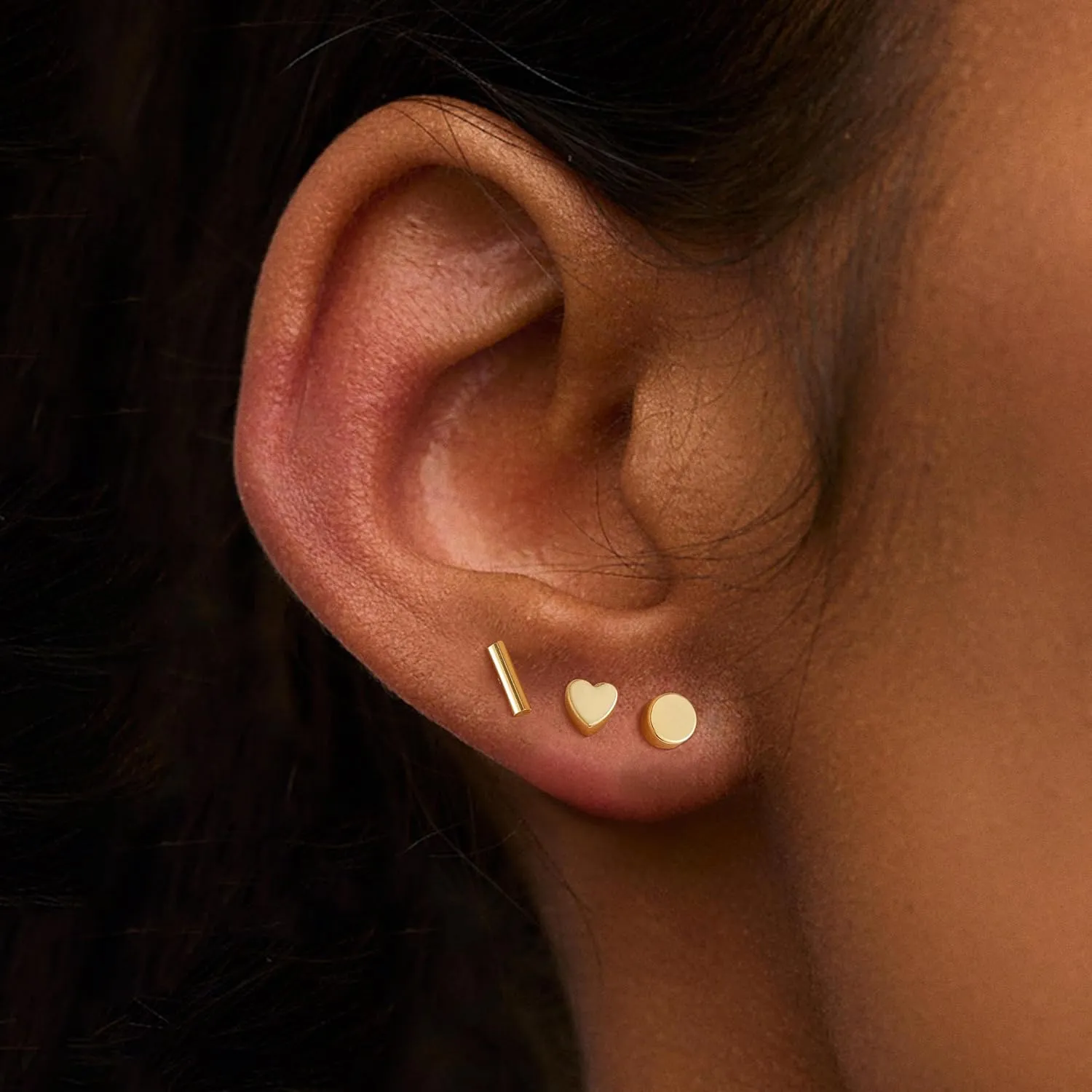 ASCOMY Gold Earrings for Women Dainty Stud Earrings 14K Gold/Silver Plated Heart Earring Cute Star Stud Earring Gold Minimalist Jewelry Gifts for Her