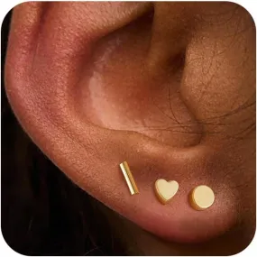 ASCOMY Gold Earrings for Women Dainty Stud Earrings 14K Gold/Silver Plated Heart Earring Cute Star Stud Earring Gold Minimalist Jewelry Gifts for Her