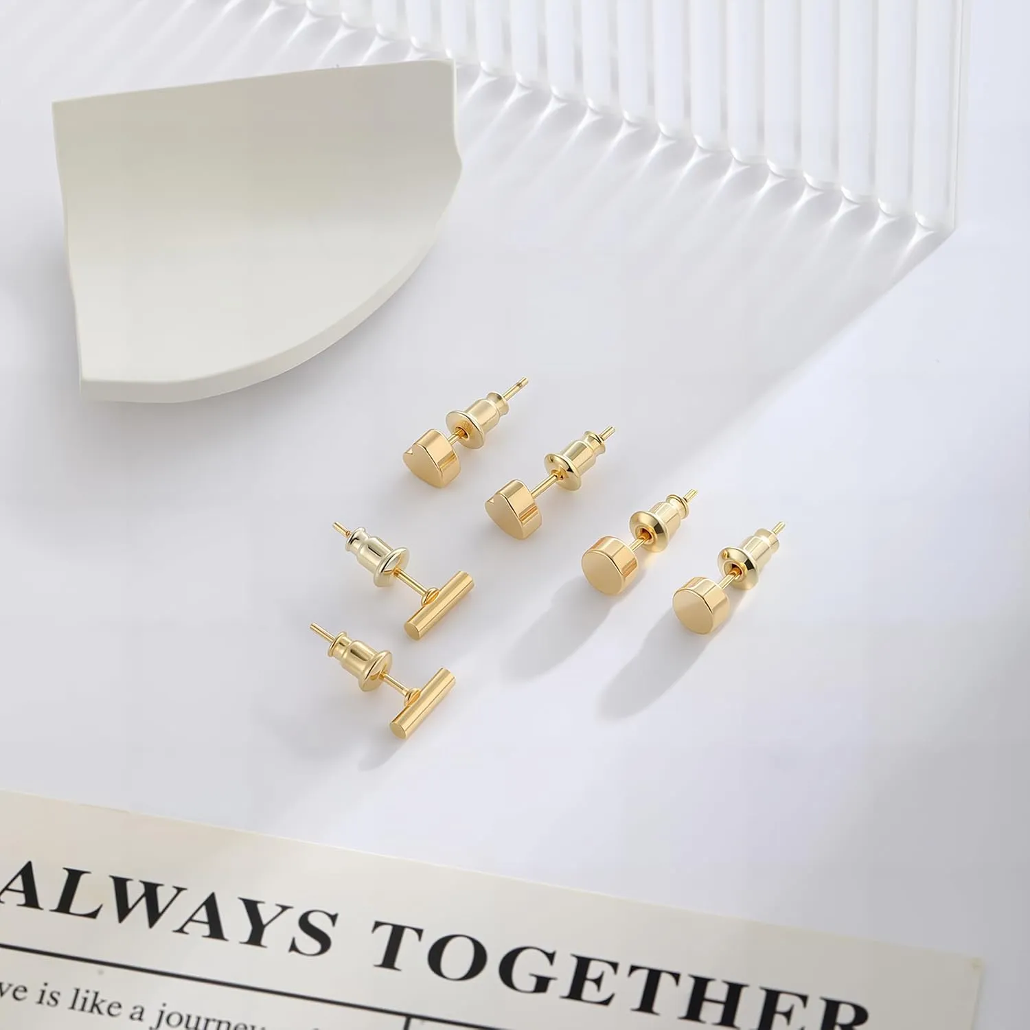 ASCOMY Gold Earrings for Women Dainty Stud Earrings 14K Gold/Silver Plated Heart Earring Cute Star Stud Earring Gold Minimalist Jewelry Gifts for Her