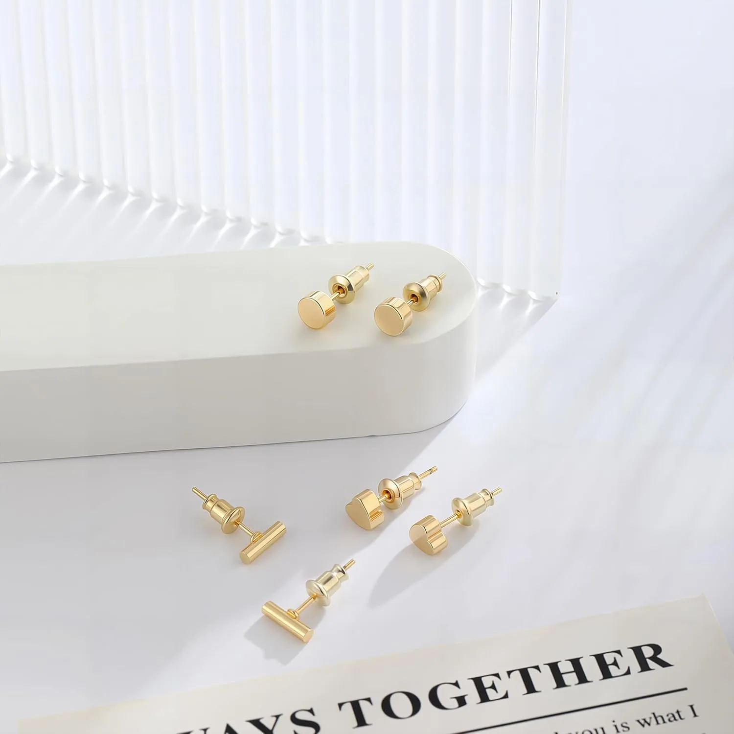 ASCOMY Gold Earrings for Women Dainty Stud Earrings 14K Gold/Silver Plated Heart Earring Cute Star Stud Earring Gold Minimalist Jewelry Gifts for Her