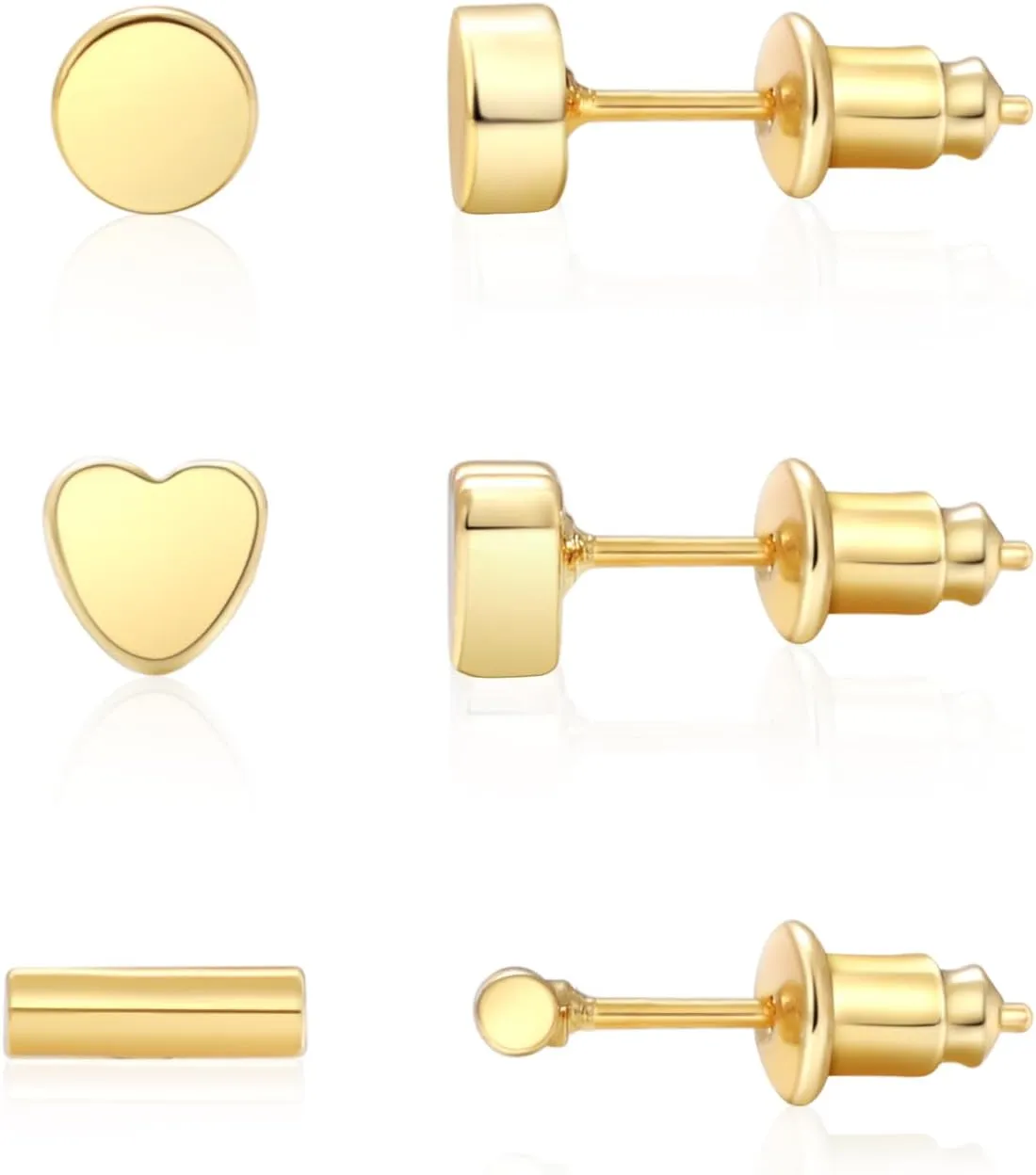 ASCOMY Gold Earrings for Women Dainty Stud Earrings 14K Gold/Silver Plated Heart Earring Cute Star Stud Earring Gold Minimalist Jewelry Gifts for Her