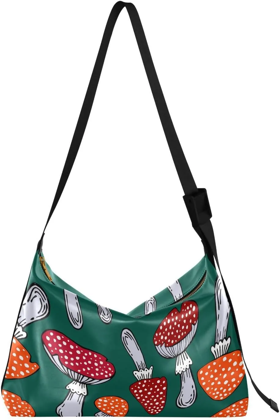 Autumn Polka Dot Mushroom Hobo Crossbody Bags for Women Leather Large Shoulder Bag Cross Body Trendy Womens Tote Bags Handbag for Travel Shopping