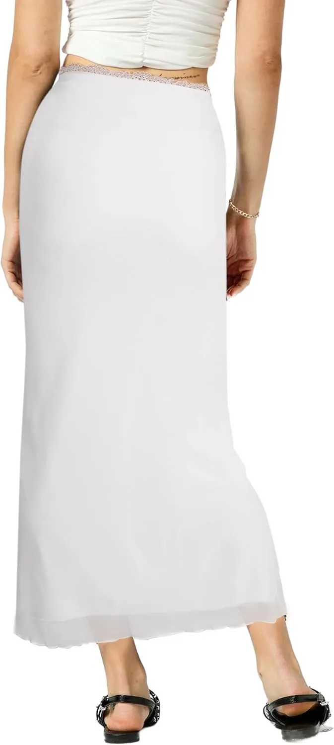 Avanova Women Mesh Bodycon Midi Skirts High Elastic Wasited Elagant Summer Long Skirts