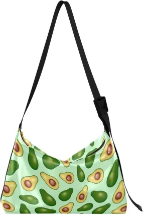 Avocado Tropical Fruit Hobo Crossbody Bags for Women Leather Large Shoulder Bag Cross Body Art Trendy Womens Tote Bags Handbag for Travel Shopping