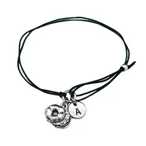 Bagel cord bracelet, bagel charm bracelet, adjustable bracelet, charm bracelet, personalized bracelet, initial bracelet, monogram