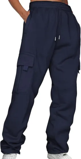 Baggy High Waisted Pants with 6 Pockets Casual Sports Cropped Pants Overalls Thin Loose Cargo Shorts Casual High