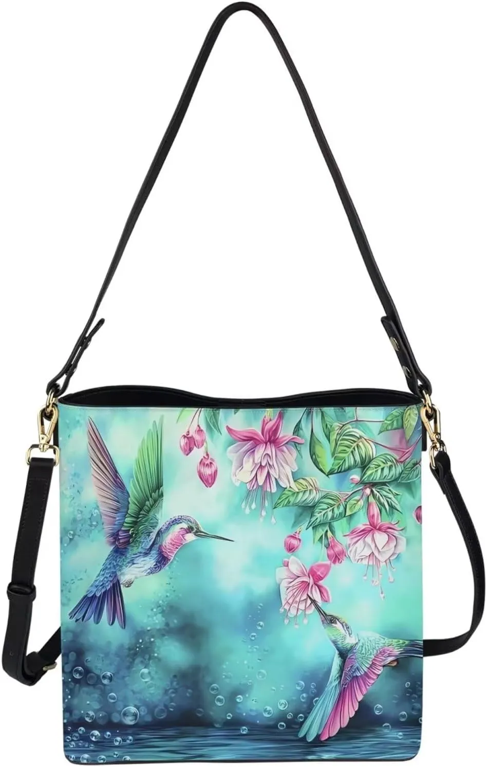 Belidome Womens Shoulder Bucket Handbag Corssbody Bags with Long Strap Pockets PU Leather Big Purses