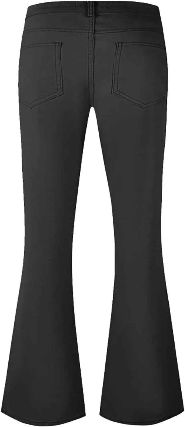 Bell Bottom Jeans for Men Fashion Disco Flared Jeans Classic Vintage Flex Denim Pants Solid Casual Fall Trousers