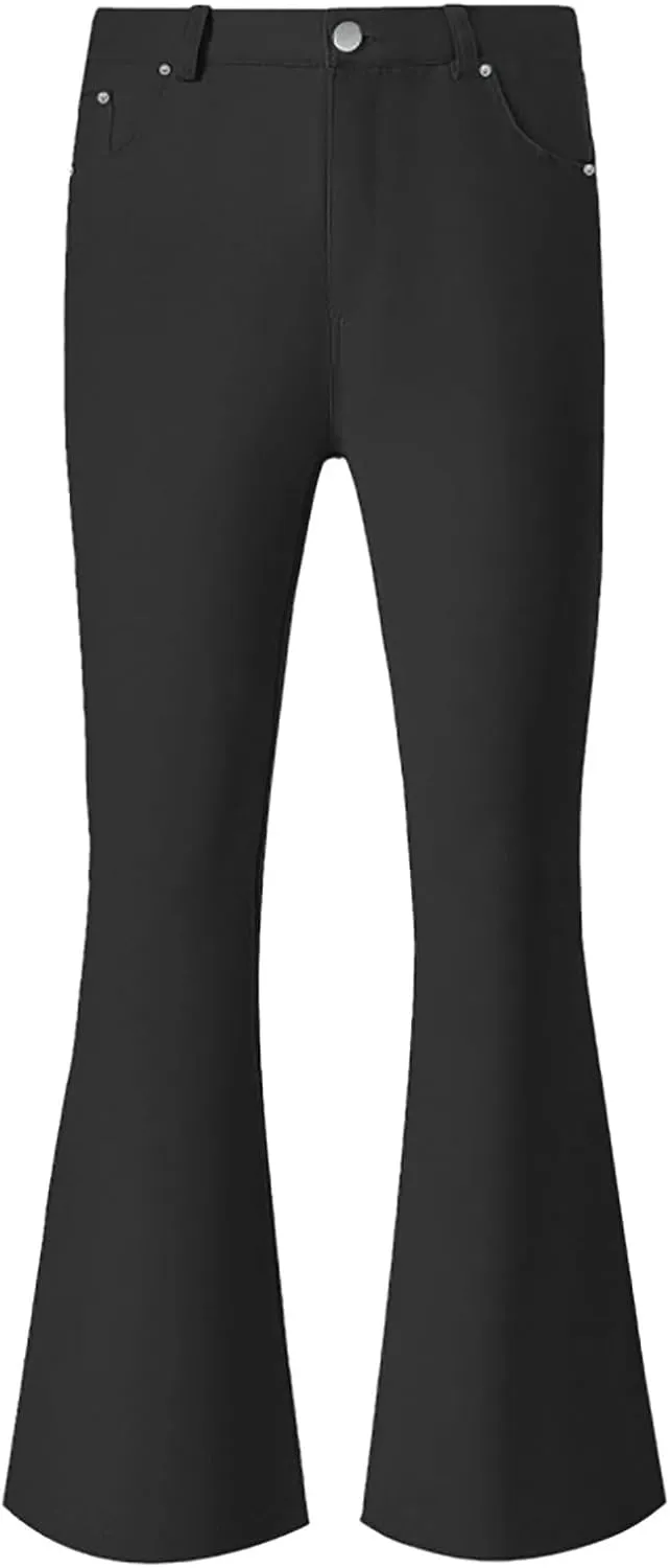 Bell Bottom Jeans for Men Fashion Disco Flared Jeans Classic Vintage Flex Denim Pants Solid Casual Fall Trousers