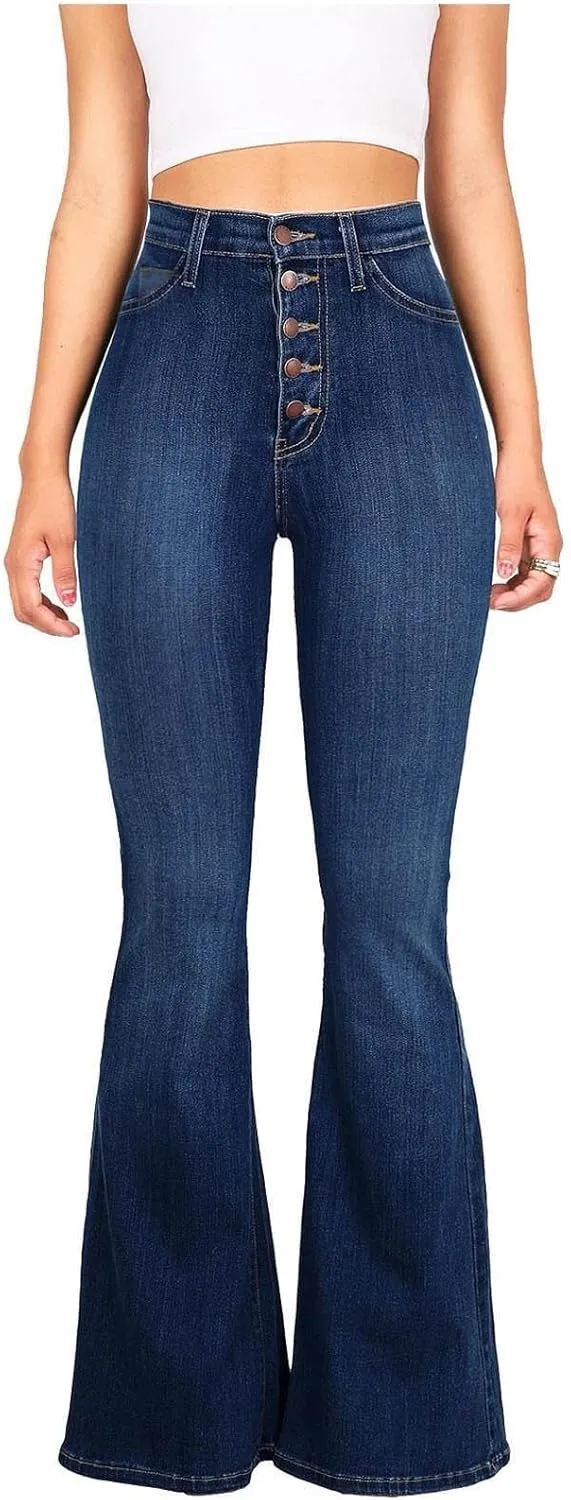 Bell Bottom Jeans Womens 2025 High Waisted Flare Jeans with Classic Wide Leg Denim Pants Stretch Bootcut Jeans