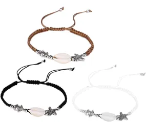BESPORTBLE Beautiful Handmade Shell Bracelet 3pcs Women's Woven Wrist Chain Fashionable Handwoven