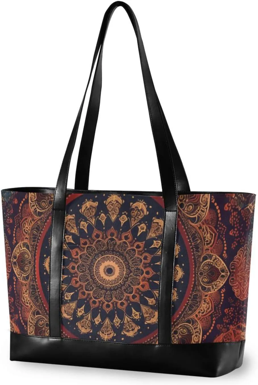 Bohemian-style Mandala Pattern simple womens laptop tote bag with zipper briefcase for Travel Essentials Beach Gifts Birthday Gifts for Women with gym bolsos para mujeres