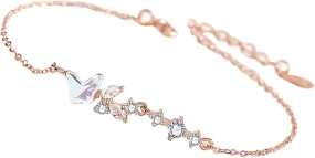 Butterfly Charm Bracelet Adjustable Wrist Jewelry Metal Link Bracelet for Women