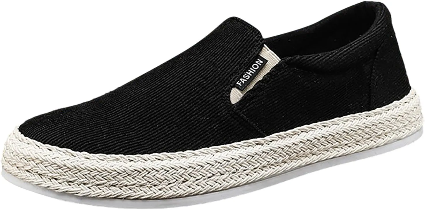 Canvas Men's Shoes Summer Thin Breathable Casual Flat No Laces Linen Casual Mens Leather Shoes
